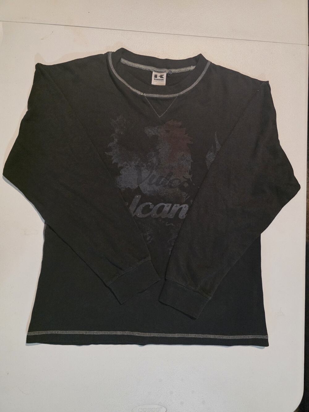Kawasaki Motorcycles Distressed Graphic Long Sleeve Shirt Men's XL Black